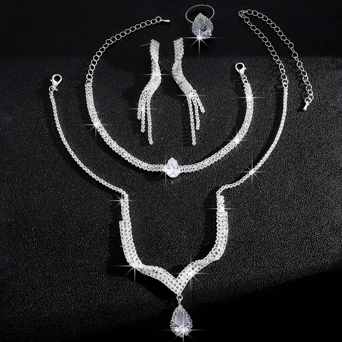 Sparkling Geometric Bridal Jewelry Set